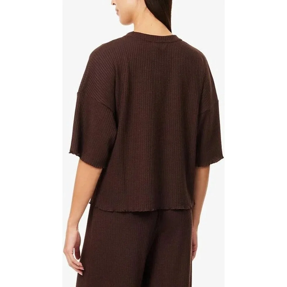 Lounge Soft Waffle Pyjama Top Chocolate‎ Large New With Tags